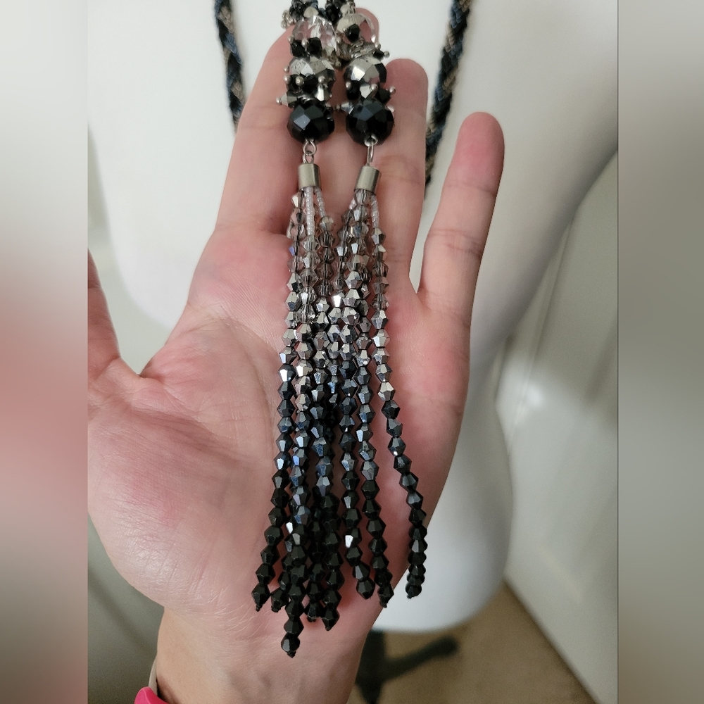 ✨️HP✨️Park Lane | Glass Crystal Bead Ombre Braided Lariat Tassel Necklace - Picture 8 of 9